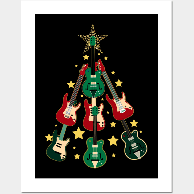 Cool Guitar Christmas Tree Guitar Lovers Christmas Tree Wall Art by Dibble Dabble Designs